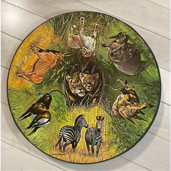 Vintage 1968 Springbok "AFRICAN ANIMALS" Wildlife COMPLETE Circular Puzzle 6012 - Picture 1 of 6